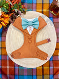Bespoke Terracotta Dog Tuxedo Harness: Outfit for Dog Ring Bearer