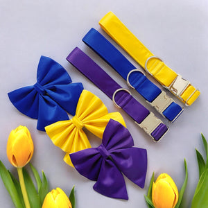 Royal blue silk satin bow, available in bow tie and sailor bow
