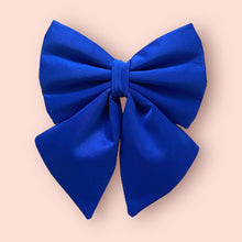 Load image into Gallery viewer, Royal blue silk satin bow, available in bow tie and sailor bow