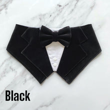 Load image into Gallery viewer, Solid Black Velvet Dog Tuxedo Bandana