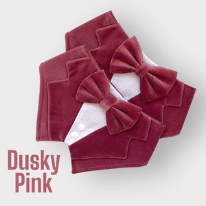 Dusky Pink Velvet Dog Tuxedo Bandana