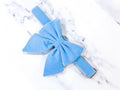 Sky blue velvet dog sailor bow – perfect for wedding, birthday, engagement party – handmade in the UK