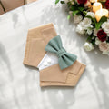 Khaki Wedding Dog Tuxedo Bandana with Sage Green Bow Tie