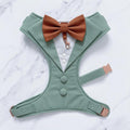 Bespoke Dog Wedding Tuxedo Harness: Sage Green Formal Dog Suit with Custom Bow Tie