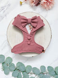 Bespoke Dusty Pink Dog Tuxedo Harness, Formal Dog Suit for Wedding