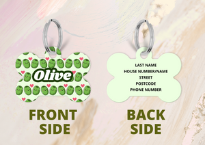 Cute Green Olives Pet ID Tag – Bone-shaped