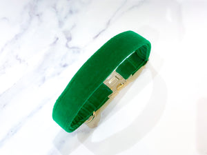 Emerald green velvet dog collar