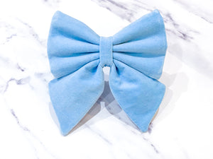 Baby blue velvet bow tie/ sailor bow