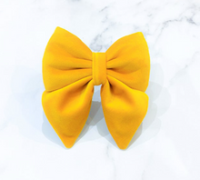 Load image into Gallery viewer, Bright yellow velvet bow tie/ sailor bow