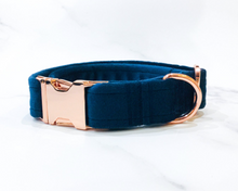 Load image into Gallery viewer, Marine blue velvet dog harness bundle