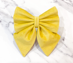 Lemon yellow velvet bow tie/ sailor bow