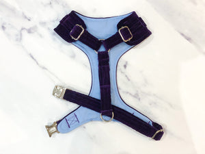 Deep violet velvet dog harness