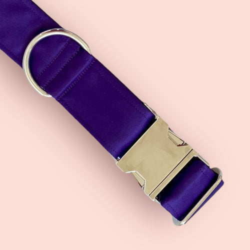 Violet silk satin dog collar