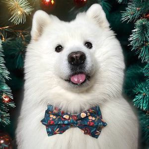 Winter Floral Dog Diamond Bow Tie