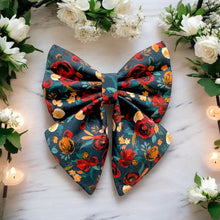 Load image into Gallery viewer, Winter Florals Dog Sailor Bow