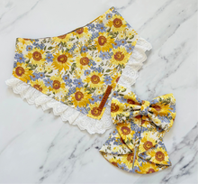 Load image into Gallery viewer, Sunflower Dreams Dog Bandana with Ruffle