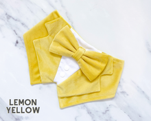 Load image into Gallery viewer, Lemon Yellow Velvet Dog Tuxedo Bandana
