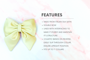 Forest green silk satin bow, available in bow tie and sailor bow
