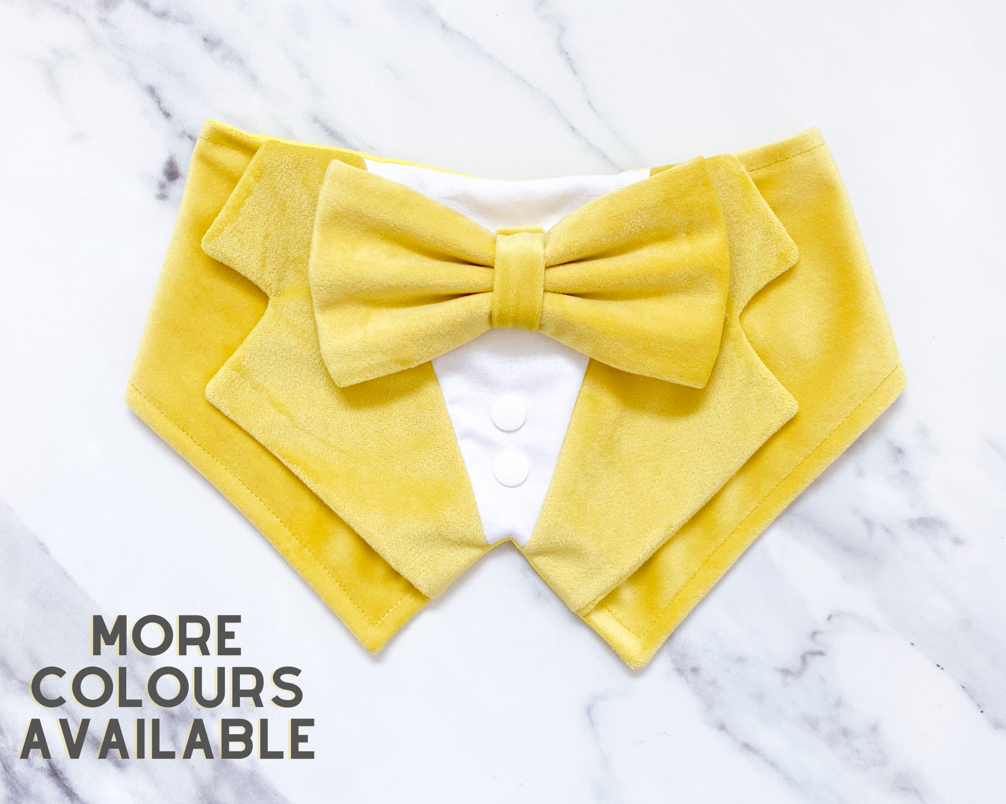 Lemon Yellow Velvet Dog Tuxedo Bandana Sarah Furever Handmade
