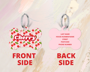 Cherries Pet ID Tag – Bone-shaped
