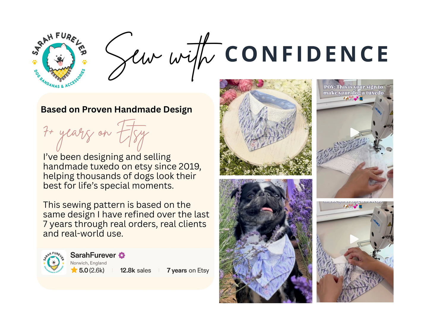 Size 2XL Dog Tuxedo Bandana Sewing Pattern PDF, Instant Download