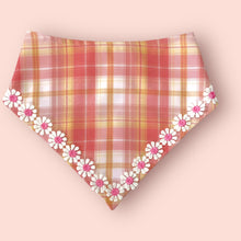 Load image into Gallery viewer, Spring Checks with Pink Daisy Pet Bandana