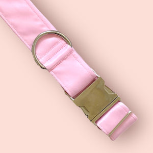 Light pink silk satin dog collar