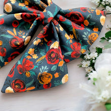 Load image into Gallery viewer, Winter Florals Dog Sailor Bow