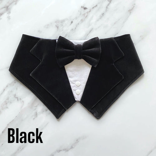 Solid Black Velvet Dog Tuxedo Bandana