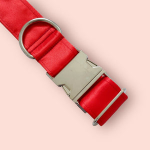Bright red satin dog collar