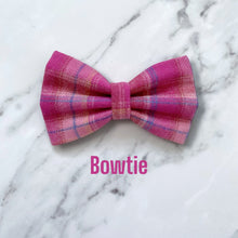 Load image into Gallery viewer, Pink Tartan Wool Dog Bow, Available in Sailor Bow and Bow tie (no bottom tails)