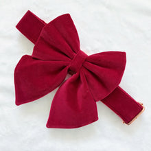 Load image into Gallery viewer, Red velvet bow, available in sailor bow and bow tie style