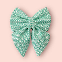 Load image into Gallery viewer, spring Mint Green Tweed Dog Bow – Available in Bow Tie and Sailor Bow