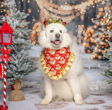 Load image into Gallery viewer, Father Christmas Dog Bandana with Golden Ruffles
