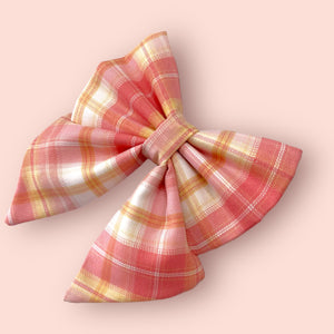 Spring Pink Checks Dog Bow – Available in Bow Tie and Sailor Bow
