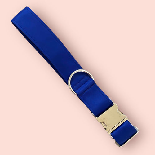 Royal blue satin dog collar