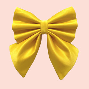 Bright yellow silk satin bow, available in bow tie and sailor bow