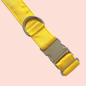 Bright Yellow satin dog collar