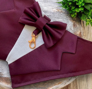 Plum Silk Sarin Dog Tuxedo Bandana