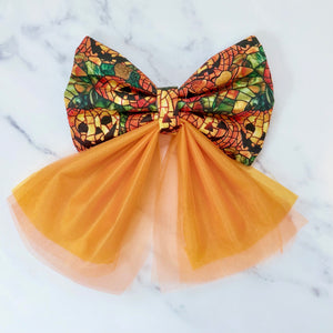 Spooky Halloween Pumpkin Dog Bow