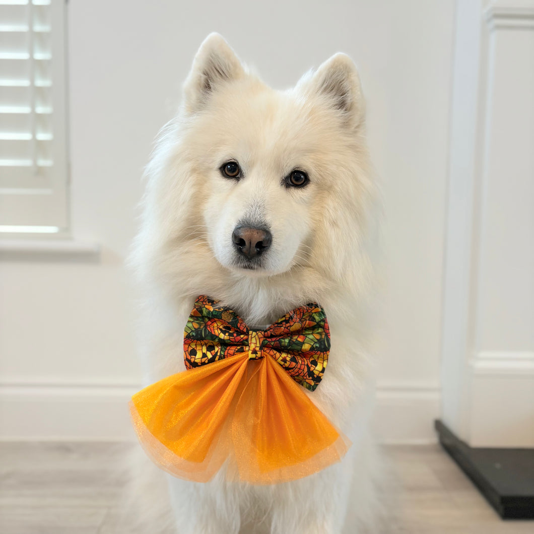 Spooky Halloween Pumpkin Dog Bow