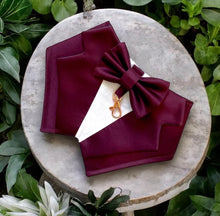 Load image into Gallery viewer, Plum Silk Sarin Dog Tuxedo Bandana