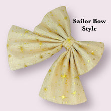 Load image into Gallery viewer, Christmas Golden Stars Dog Bow, Available in Sailor Bow and Bow Tie