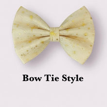 Load image into Gallery viewer, Christmas Golden Stars Dog Bow, Available in Sailor Bow and Bow Tie