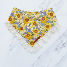 Load image into Gallery viewer, Sunflower Dreams Dog Bandana with Ruffle