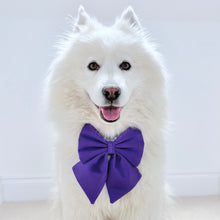 Load image into Gallery viewer, Violet silk satin bow, available in bow tie and sailor bow
