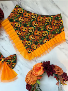 Spooky Halloween Pumpkin Dog Bow
