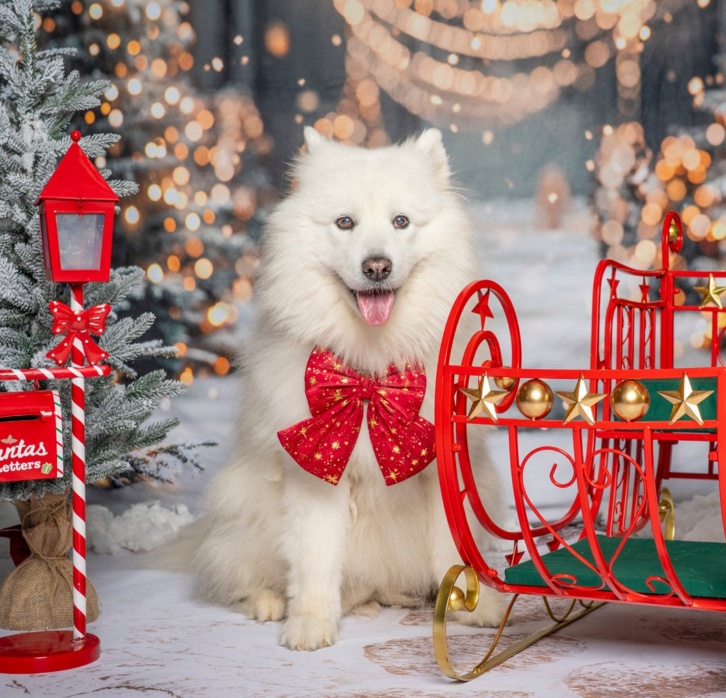 Christmas Red Dog Bow, available in sailor bow and bow tie style