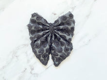 Load image into Gallery viewer, Halloween Black and Grey Rose Dog Bow – available in sailor bow and bow tie styles