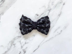 Halloween Black and Grey Rose Dog Bow – available in sailor bow and bow tie styles